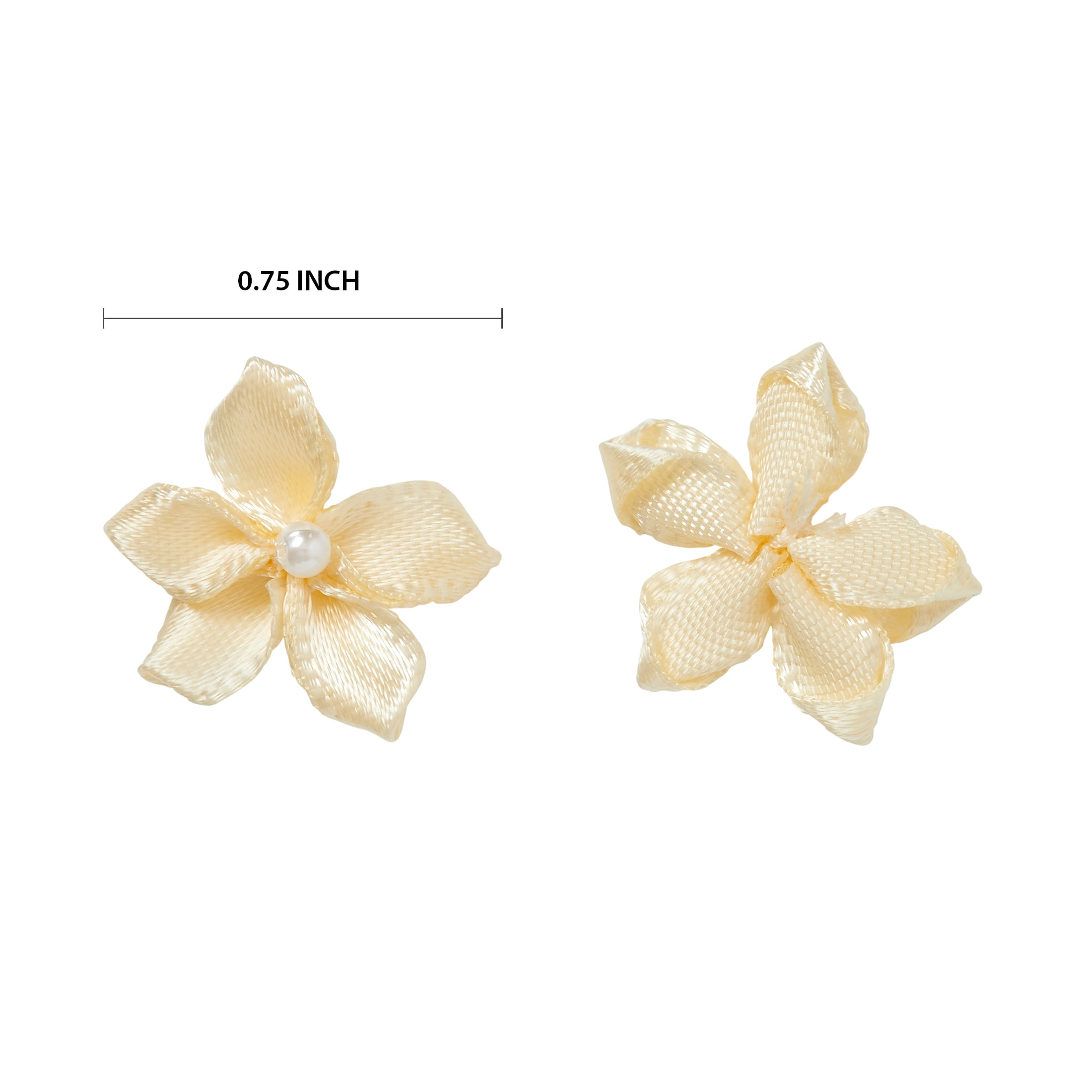 (2 pack) Offray Accessories, Cream 3/4 inch Value Pack 5 Petal Flower with Pearl Accessory for Wedding, Hair Clips, and Scrapbooking, 30 count, 1 Package