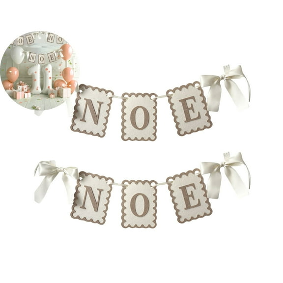 WNFJR 1st Birthday Banner Bow High Chair Garland Decorations for Party Supplies, First Birthday Party Decorations