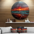 thumbnail image 2 of Designart 'Red Sunset over Blue Waters' Ultra Vibrant Seascape Metal Circle Wall Art, 2 of 5