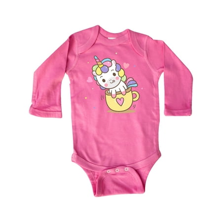 

Inktastic Teacup Unicorn Gift Baby Boy or Baby Girl Long Sleeve Bodysuit