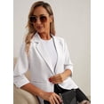 thumbnail image 5 of JWD Women's Casual 3/4 Ruched Sleeve Blazer - Slim Fit Open Front Notched Lapel Work Office Suit Jacket with Pockets White 18, 5 of 6
