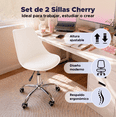 thumbnail image 2 of Set de 2 Sillas de Oficina Elly Cherry Blancas Giratorias con Ruedas y Altura Ajustable, 2 of 6