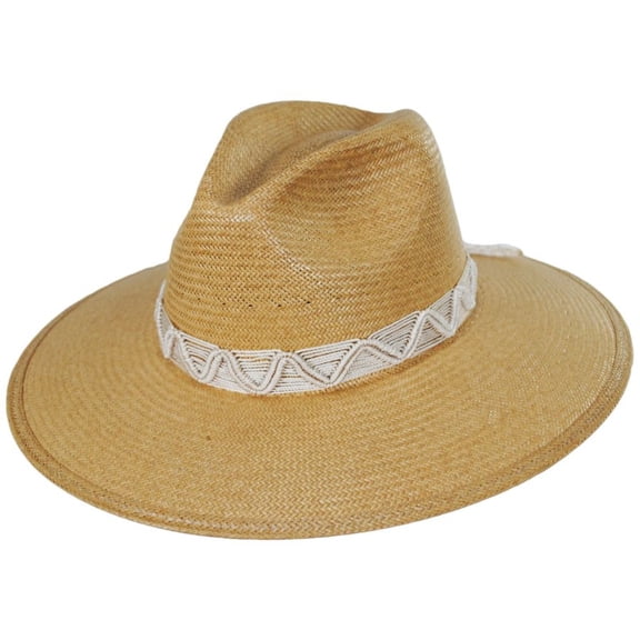 Hello Darlin' Shantung Straw Fedora Hat - S - Tan