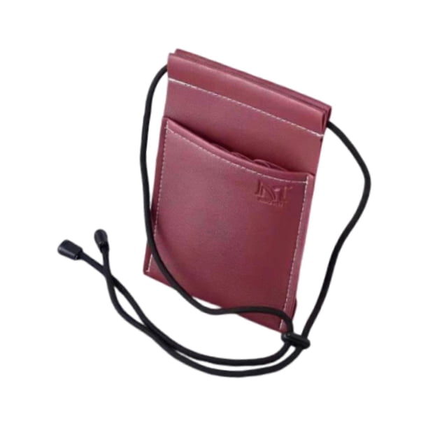 Bolsa de peluquería desmontable de piel sintética, ligera y portátil, con soporte para tijeras. Rojo marrón