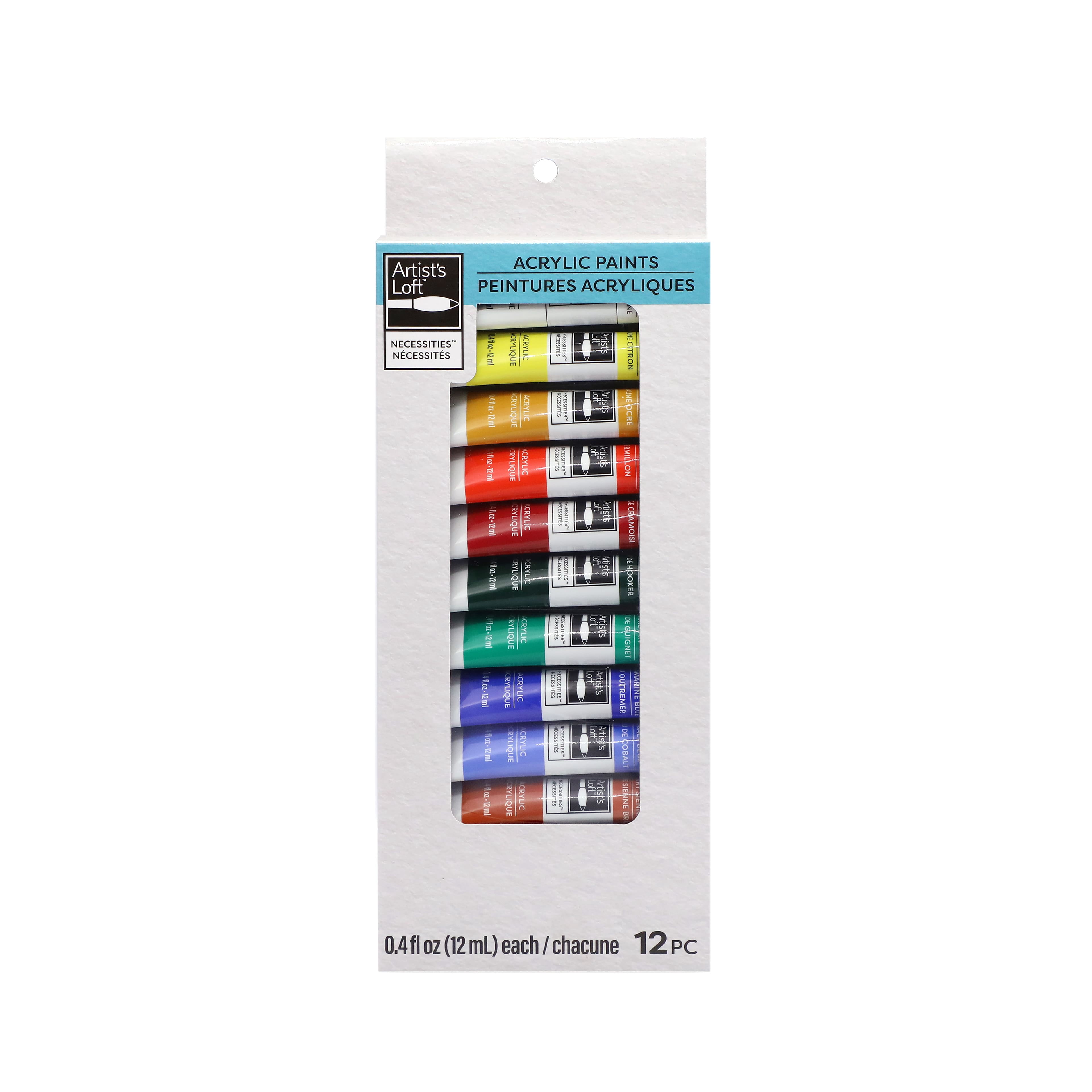 12 Assorted Acrylic Paint Tube Set by Artist's Loft - Non-Toxic Paint for Drawing - Painting - Art & Crafts Supplies - Bulk 12 Pack