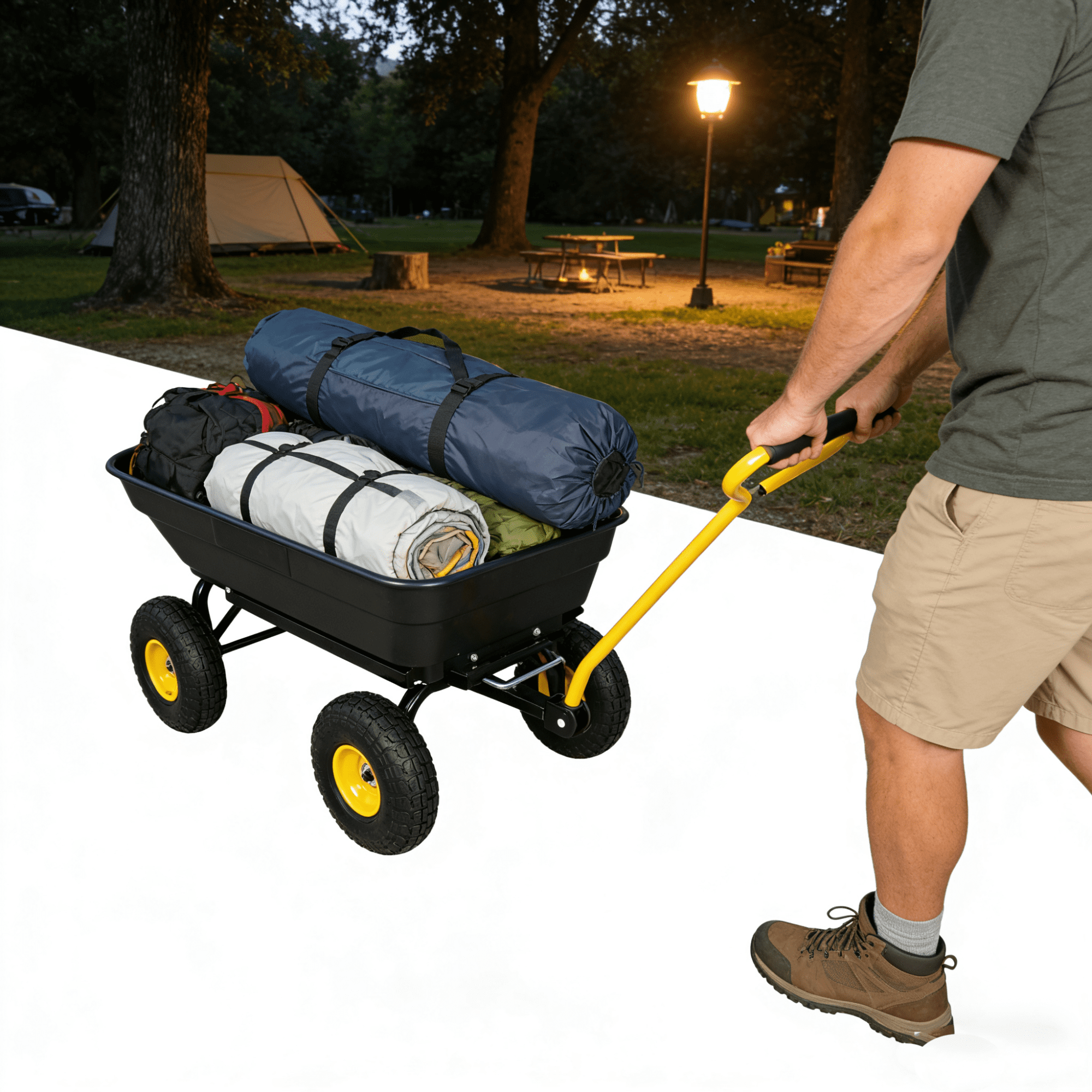 Leumius Garden Dump Cart,Folding Garden Dump Truck with Steel Srame,300lb Capacity,39.37x18.90 in,Black
