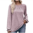 thumbnail image 2 of Brilliant Womens Shirts Blouse Women's Fashion Round Neck Long Sleeve Loose T-shirt Clearance Clothes under $5.00, 2 of 6