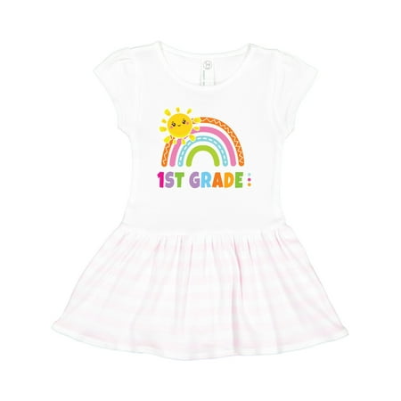 

Inktastic School 1st Grade with Rainbow and Sun Gift Toddler Girl Dress
