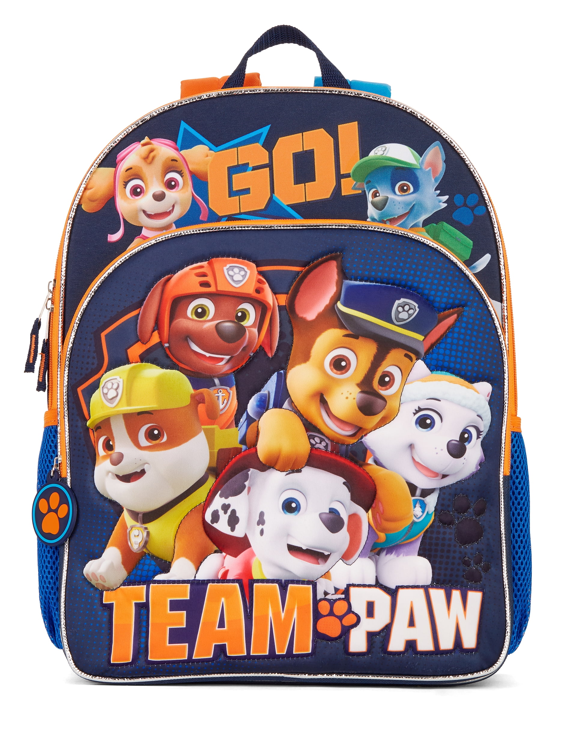 Paw Patrol Boys 3D 16” School Backpack with Padded Adjustable Shoulder Straps with Paw Patrol Characters Print and Multifunction Pockets 