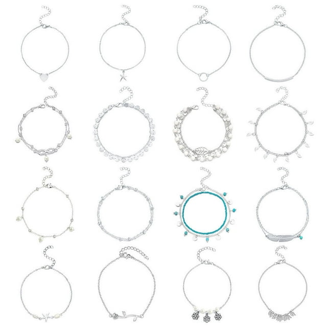 serony 12 Pieces Ankle Bracelets Creative Colour-fast Durable Comfortable Ankles Chains Exquisite Chic Girls Anklets for Dress Decor Type 4 Type 4 1Set