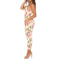 thumbnail image 4 of FOCUSNORM Robe Longue Femmes Bretelles Spaghetti Imprimé Fleurs Plissée Slim Fit Robe Moulante pour Cocktail de Fête, 4 of 6