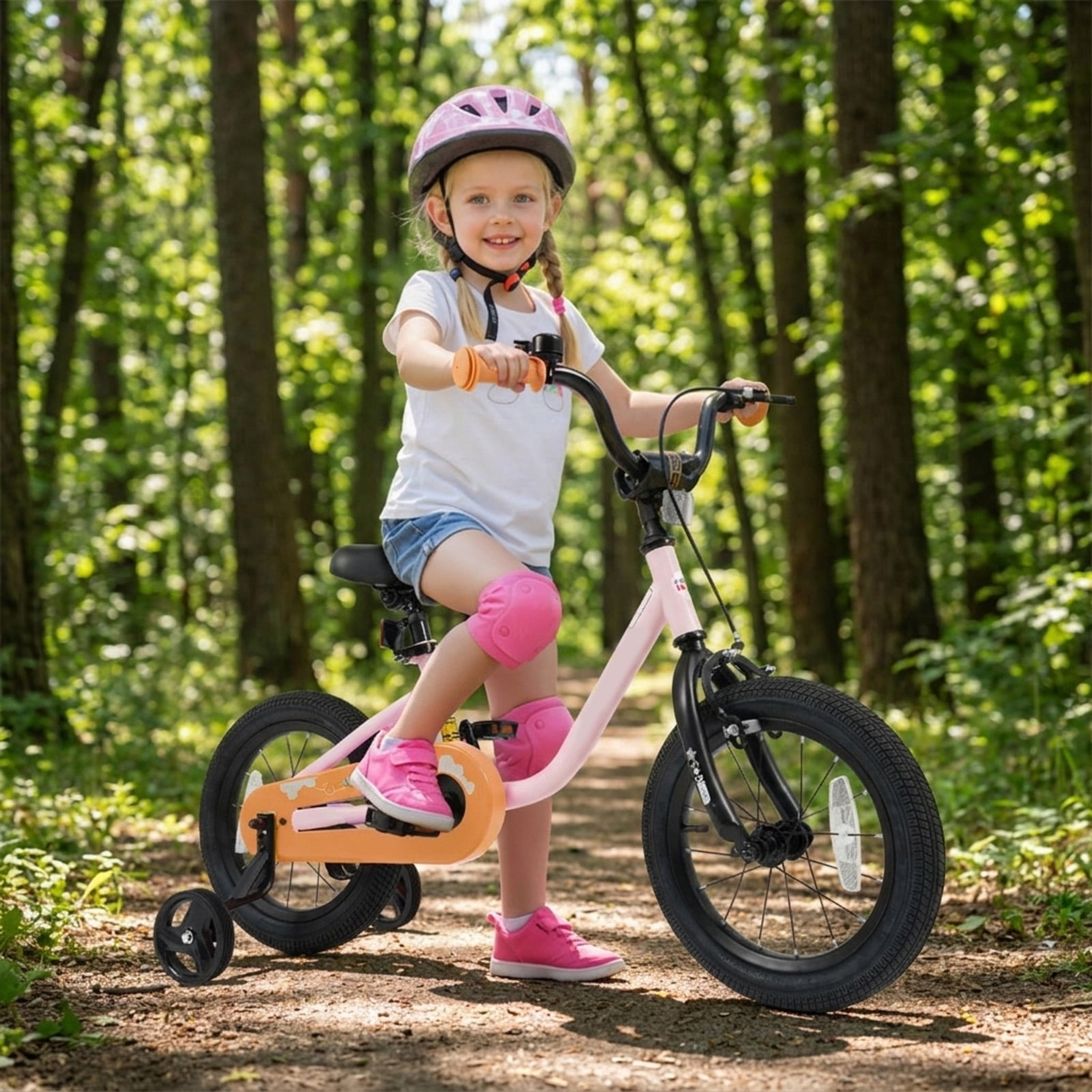 Redsmile Kids Bike 12 Inch for 3-7 Years Old Boys and Girls, Toddler Bicycle with Adjustable Handlebar and Seat, Children Bike 12/14/16-Inch, Holds 110 lbs, Pink
