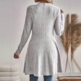 thumbnail image 5 of Xinoom Women Open Front Ribbed Knit Cardigan, Long Sleeve A-line Flowy Hem Sweater Coat, Casual Mid Length Loose Fit Layering Outerwear for Daily Office Weekend Gray,XXL, 5 of 5