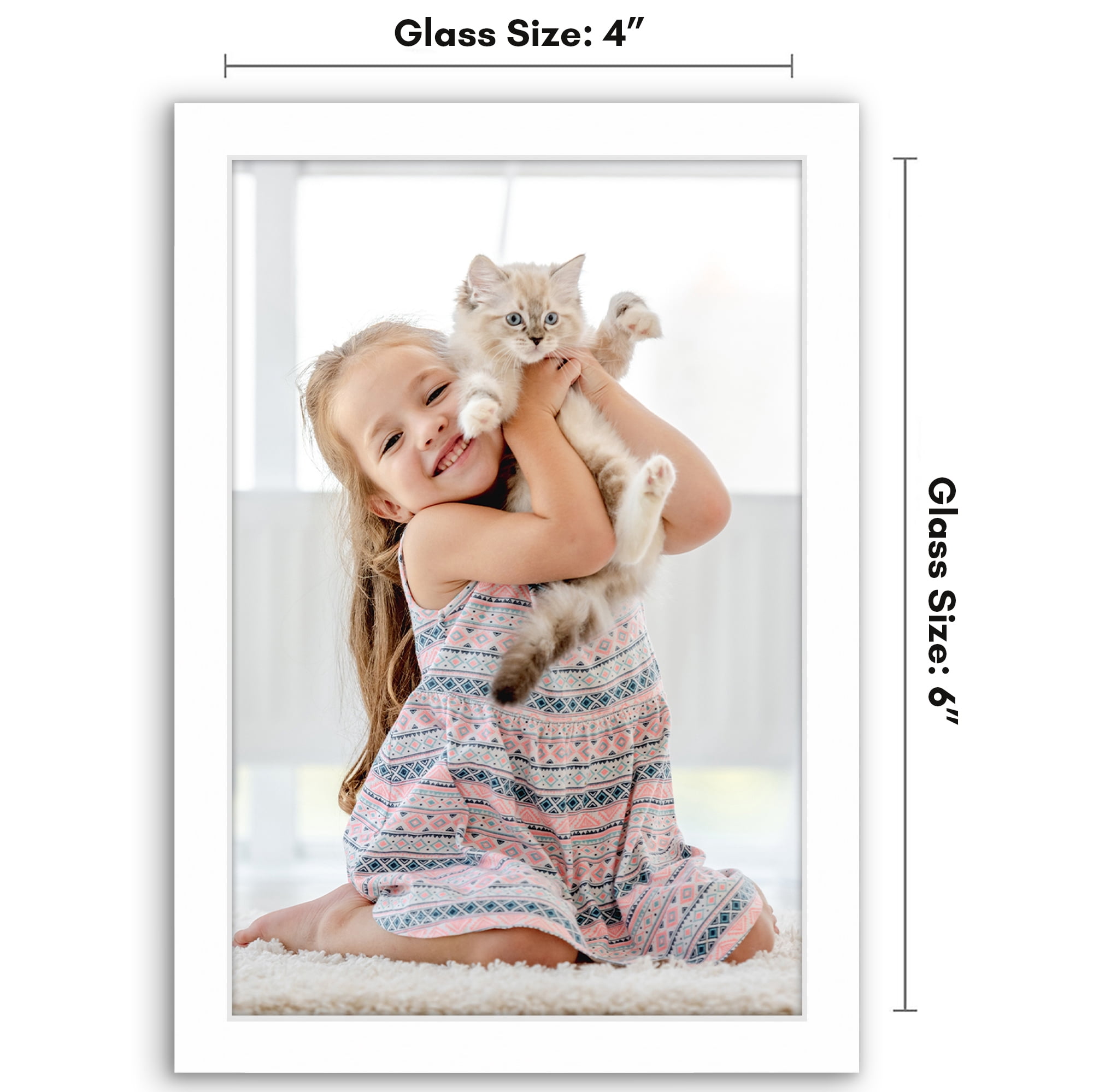 Americanflat 4x6 Picture Frame with Shatter-Resistant Glass Streamline Collection Thin Border Photo - White