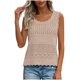 thumbnail image 5 of Camisola Beige Tops para las Mujeres Encaje Punto sin Mangas con Nervaduras Relajado Ajuste, Tela Abierta Sólida, Escote Escarpado / Doblado, 5 of 8