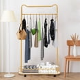 thumbnail image 3 of 1 PCS Gold Clothes Rack, Movable Coat Rack, Coat Rack with Storage Basket, Basket Load Capacity: 15-20kg/33.07-44.09 lbs, used in hallways, bedrooms, living rooms, bathrooms, entryways, 3 of 12