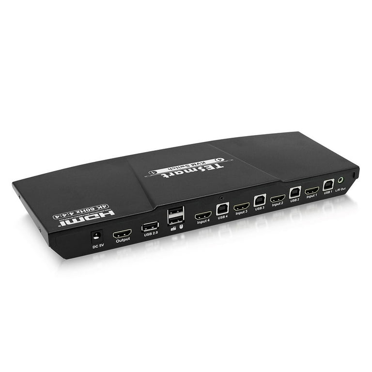 TESmart 4-Port HDMI KVM Switch - 4K 60Hz UHD - Audio Output