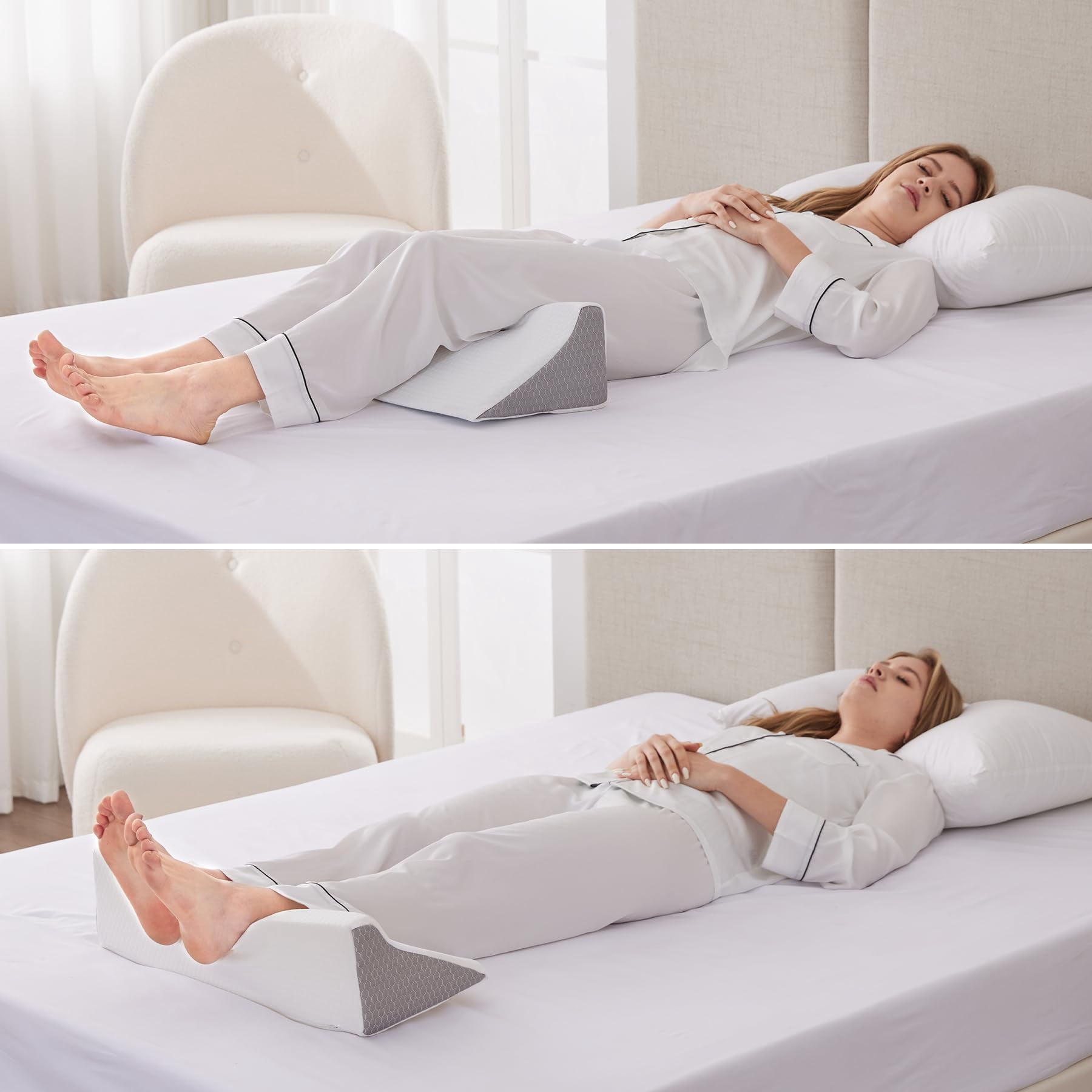Wedge Pillow For Side Sleeping  Comfort Foam Sleeper Bed Wedges & Body Positioners After Support Preventing White/grey