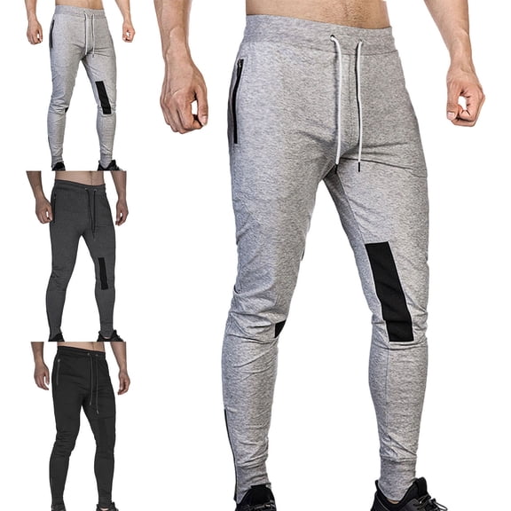 SGFCWSX Men's Solid Color Jogger Pants with Zipper Fly Drawstring Elastic Waist Slim Fit Cuffed Casual Athletic Trousers Gray Size XL