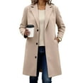 thumbnail image 5 of Rutainlusire Fall Jackets for Women 2025 Trendy Womens 2025 Winter Elegant Wool Coat Mid Long Pea Coat Wool Overcoat Jacket With Pockets M Brown, 5 of 5