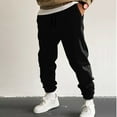 thumbnail image 2 of YDKZYMD Black Mens Cargo Sweatpants Open Bottom Fleece Elastic with Pockets Baggy Pant Warm Wide Straight Leg Loose Fit Jogger Pant Heavyweight Athletic Sweatpant Sport Drawstring Trousers 2XL, 2 of 5