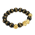 thumbnail image 2 of Pi Xiu Bracelet Feng Shui Black Obsidian Wealth Bracelet for Women Men Adjustable Elastic, 2 of 4