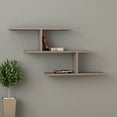 thumbnail image 2 of Ada Home Decor Furniture 40.94" 2 Tier Light Mocha Worthen Modern Wall Shelf, 2 of 3