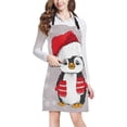 thumbnail image 1 of HATIART Cute Penguin in Santa Claus Hat Christmas New Year Design Chef Aprons Professional Kitchen Chef Bib Apron with Pockets Adjustable Neck Strap, 1 of 2