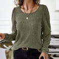 thumbnail image 6 of HAiming Women's Ribbed Knit Shirts Solid Color Round Neck Long Sleeve Tops Fall Winter Casual Loose Pullover Blouse, 6 of 9