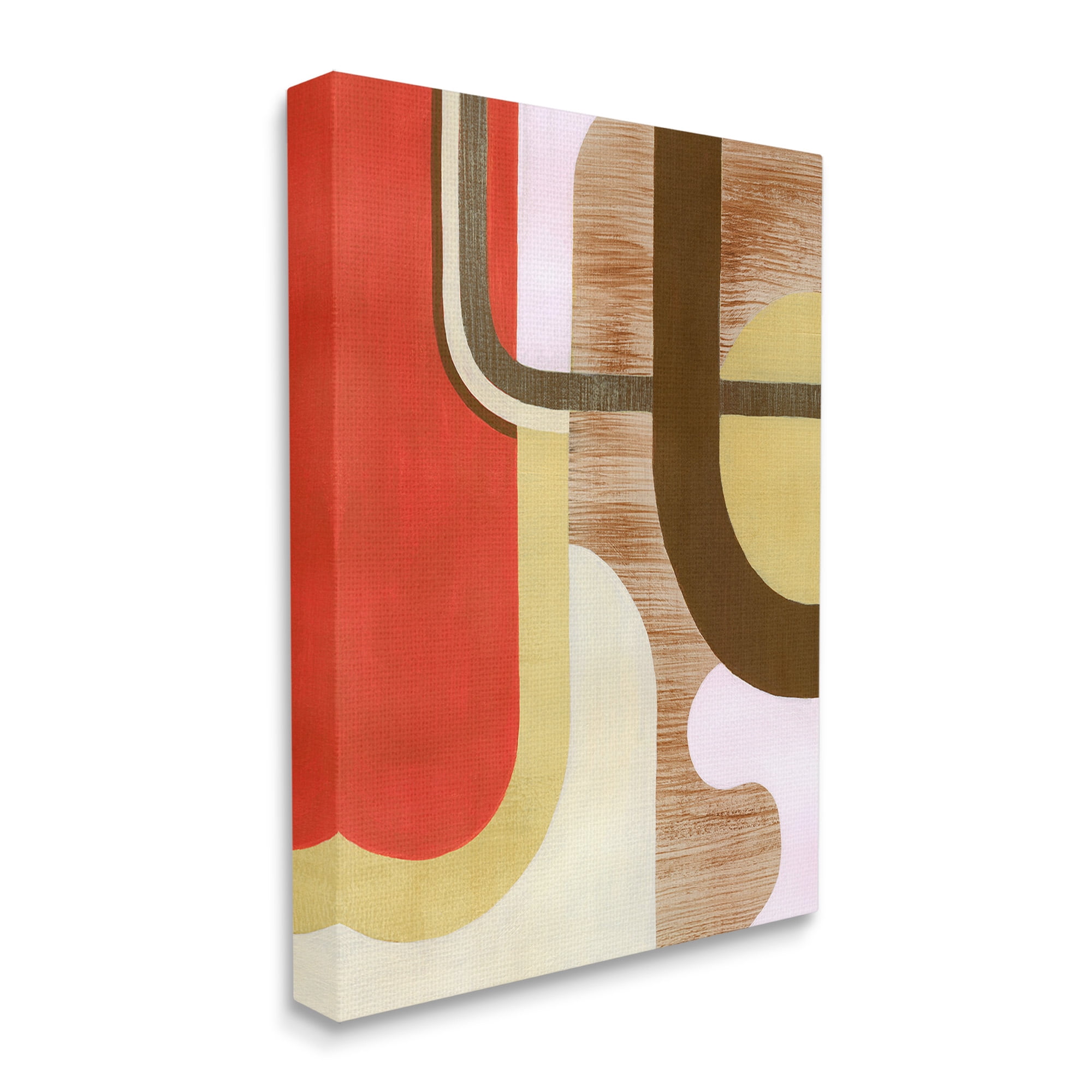 Stupell Industries Rustic Curved Shapes Abstract Painting Gallery Wrapped Canvas Art Print Wall Art, 16 x 20