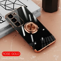 Dteck Case for Samsung Galaxy S23 Plus,Shockproof Plating TPU Ring Holder Kickstand Magnetic Case Slim Transparent Back Cover for Galaxy S23 ,Rosegold