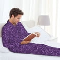 thumbnail image 6 of Salouo Purple Glitter Print Button-Front Long Sleeve Pajama Set for Men, Soft 2Pjs Men's Long Sleeve Sleepwear-Medium, 6 of 7