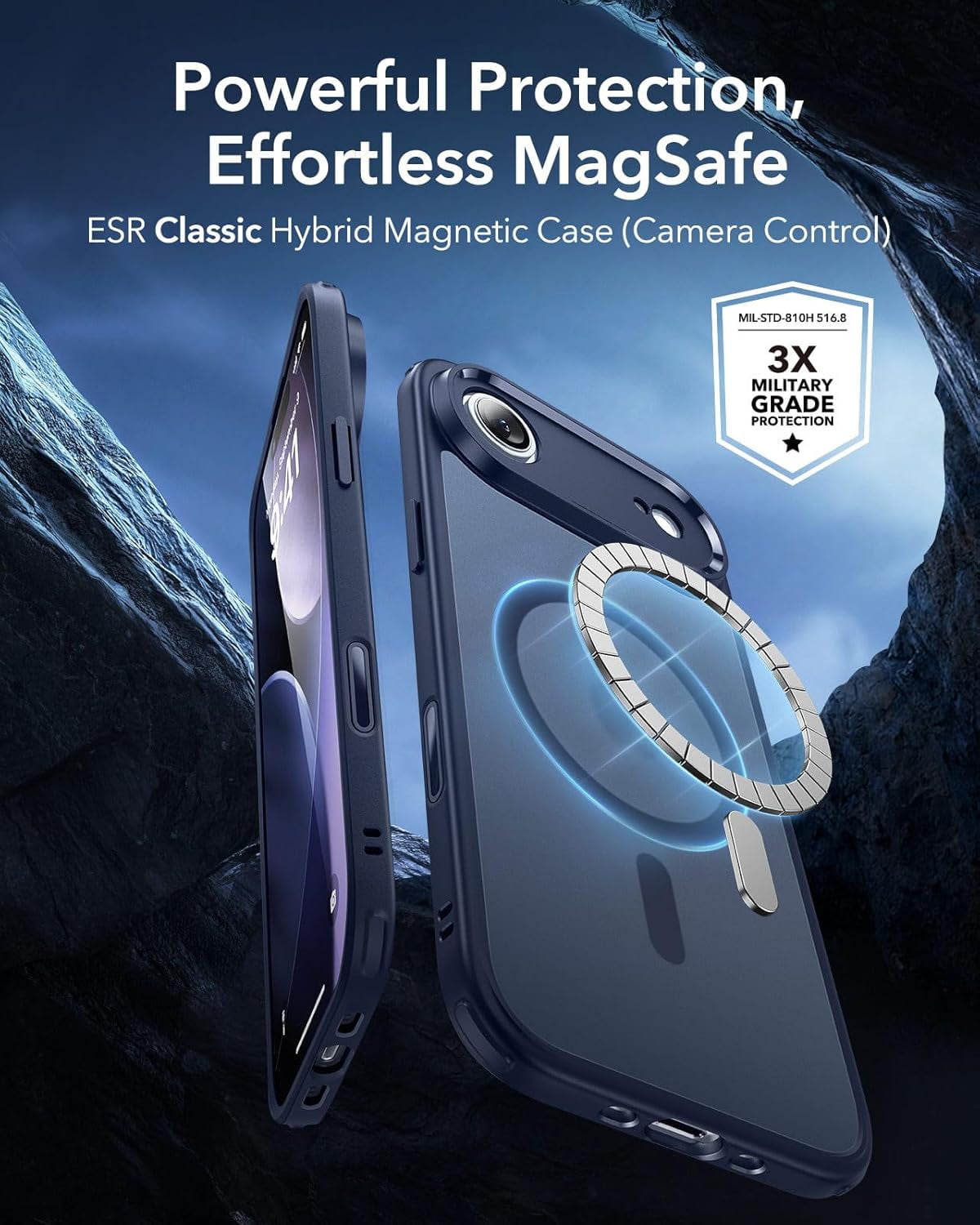 CRKMGS-for iPhone Air Case, Camera Control, Compatible with MagSafe, Shockproof Military-Grade Protection, Magnetic Phone Case for iPhone 17 Air Case, Frosted Blue