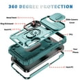thumbnail image 4 of Compatible with iPhone 16e with Sliding Cover Lens Protection & Kickstand, Built-in 360° Rotate Ring Stand Magnetic Card Slot Hybrid Cover Case for iPhone 16e, Green, 4 of 9