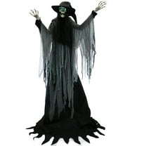 Haunted Hill Farm 7.5-Ft. Tall Motion-Activated Macabre Skeleton Witch, Premium Talking Halloween Animatronic, HHMCWITCH-1FLSA