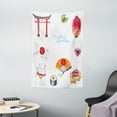thumbnail image 1 of Japanese Tapestry, Hand Drawn Traditional Elements Watercolors Torii Gate Origami Bird Flag Lacky Cat, Wall Hanging for Bedroom Living Room Dorm Decor, 40W X 60L Inches, Multicolor, by Ambesonne, 1 of 2