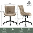 thumbnail image 6 of YOUNIKE Cute Armless Office Desk Chair Modern Upholstered Faux Leather Swivel Task Chair, Khaki, 6 of 11