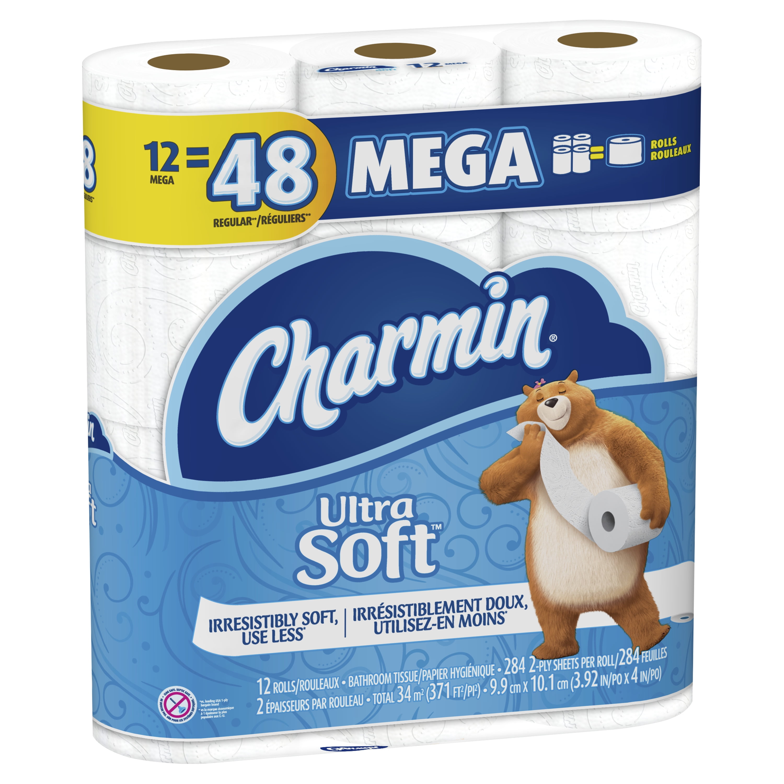 Charmin Ultra Soft Toilet Paper 12 Mega Rolls 48 Regular