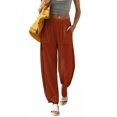 thumbnail image 3 of Feancey Barrel Sweatpants Women High Waisted Casual Baggy Pants Solid Color Loose Fit Wide Leg Pants Fashion Lounge Trouser with Pockets Red L, 3 of 10