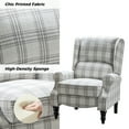 thumbnail image 3 of Tina's Home Vintage Plaid Wingback Manual Push Back Recliner Chair for Living Room Home Theater GREENGUARD Certified Grey, 3 of 8