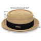 thumbnail image 3 of Sombrero de paja plano para mujer, sombrero de Panamá de playa de verano, ajustable, 3 of 6