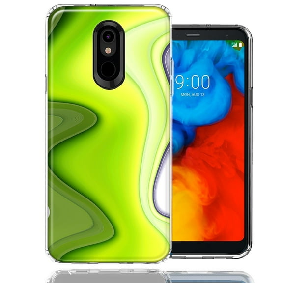 MUNDAZE For LG K40/Harmony 3 Green White Abstract Design Double Layer Phone Case Cover