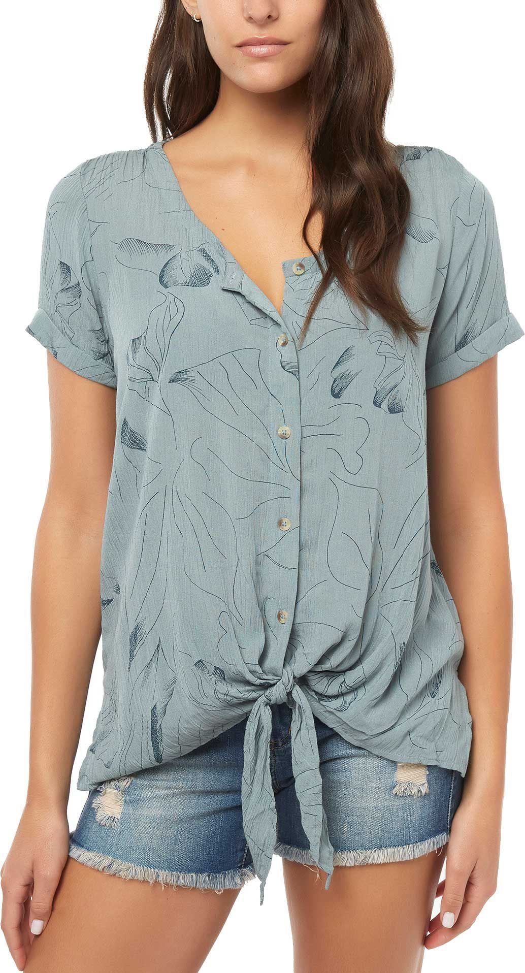 O'NEILL Women's Button Front Short Sleeve Woven Blouse Top O'NEILL Women's Button Front Short Sleeve Woven Blouse Top