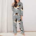 thumbnail image 2 of Fuzoiu Funny Beagle Active Dog Print Women's Long-Sleeved Pajama,Lounge Button Down Nightwear,Womens Notch Collar Pajama Set-Small, 2 of 7