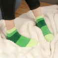 thumbnail image 5 of BambooMN 1 Pair Women's Chenille Fuzzy Color Block Ankle Home Socks, Forest Green, L/XL, 5 of 7