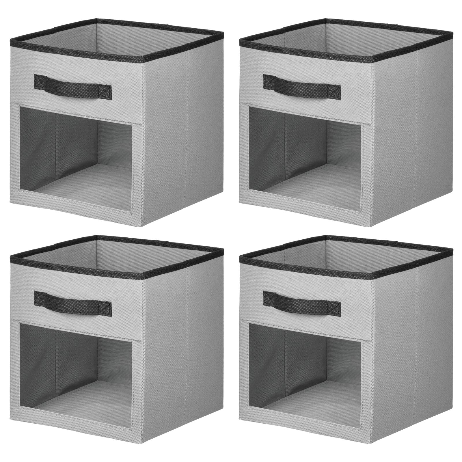 mDesign Soft Fabric Closet Storage Organizer Cube Bin 2 Pack Dark Gray/Black 