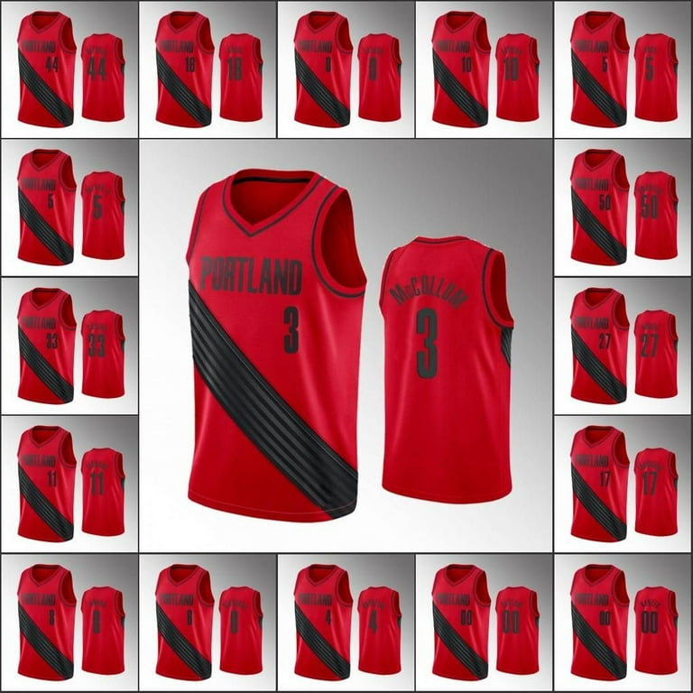 NBA_ Jersey Portland Trail''Blazers''Men Damian Lillard C.J. McCollum  Hassan Whiteside Red Statement Custom Jersey 