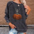 thumbnail image 2 of Jersey de cuello redondo Top holgado sudadera clásica para mujer traje de calle sencillo, 2 of 8