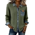 thumbnail image 2 of GaThRRgYP Off The Shoulder Tops for Women Women'S Fall Winter Solid-Color Patchwork Denim Shirt -Versatile Long-Sleeved Cardigan Jacket, 2 of 6