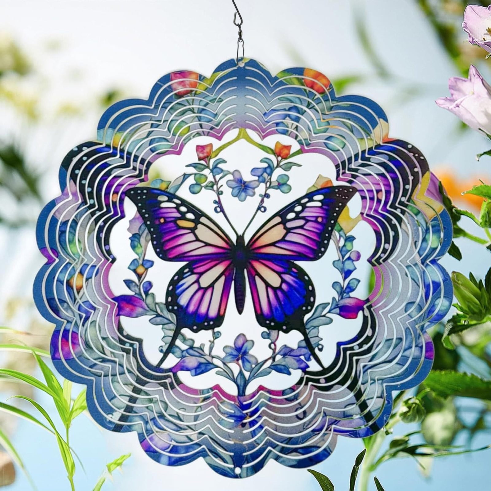Butterflies Wind Spinners,Outdoor Garden Decor，Wind Chimes for Outside, Wind Spinners Outdoor Colorful Butterflies Hanging Decor,Ornaments Kinetic Yard Art, Unique Gifts for Women, 11.81Inches
